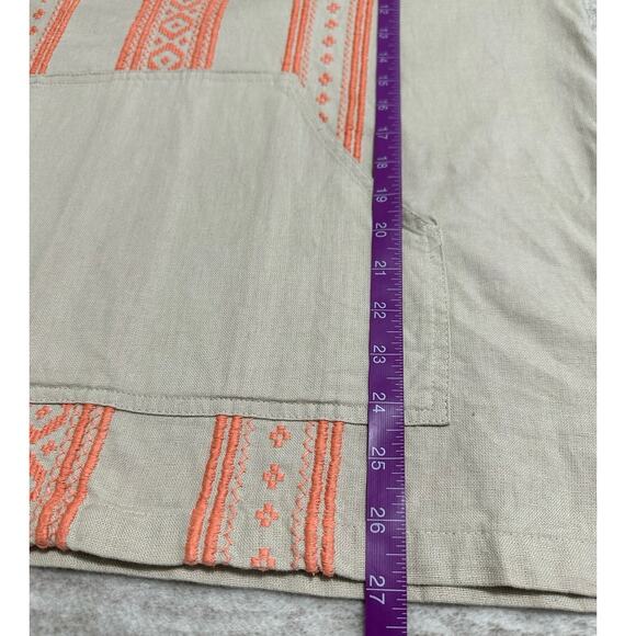 Natural Reflections Tan Embroidered Long Sleeve Cotton Tunic Hoodie Size L - Picture 7 of 7